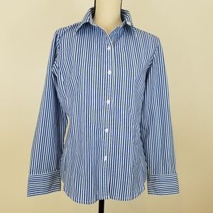 CAbi Women's Blue Striped Dress Shirt Size L
